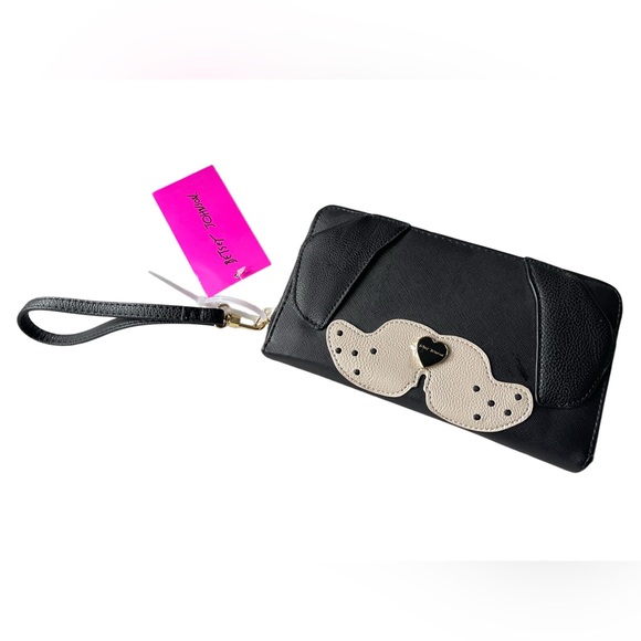 Betsey Johnson Handbags - Betsey Johnson Black and Cream Wristlet with Dog Design
